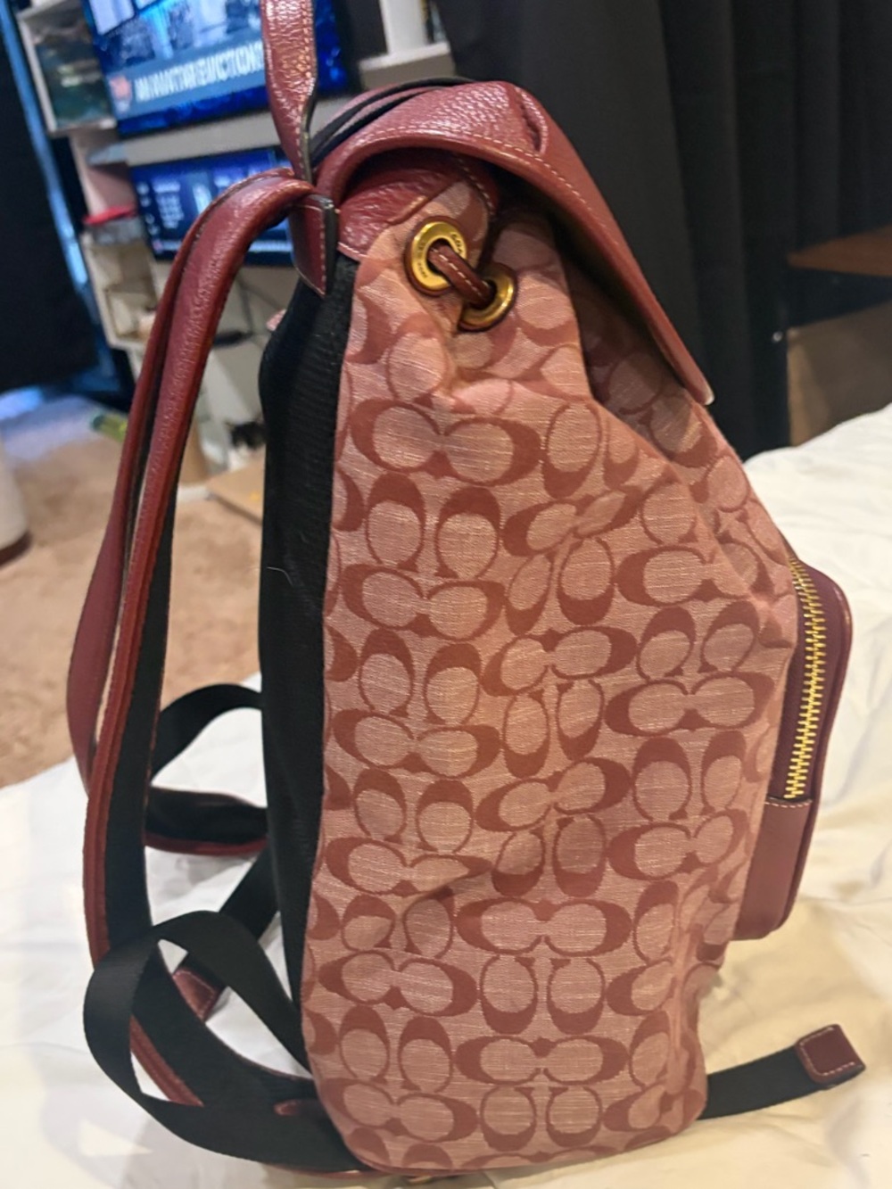 Coach Outlet Signature Canvas & Leather Backpack in Red - Picture 4 of 8
